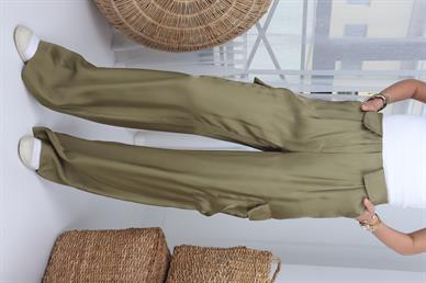 Kargo Cep Haki Saten Pantolon