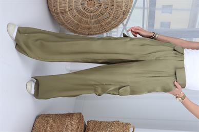 Kargo Cep Haki Saten Pantolon