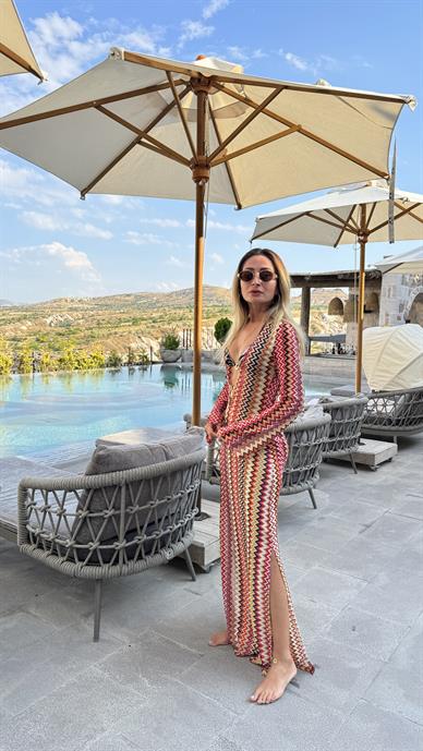 Karışık Desenli Dantel Pareo Albise