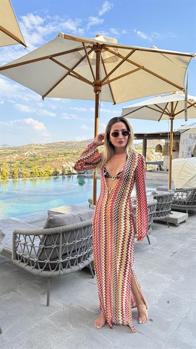 Karışık Desenli Dantel Pareo Albise