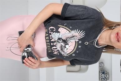 Kartal Baskılı Yıkamalı Tshirt
