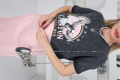 Kartal Baskılı Yıkamalı Tshirt