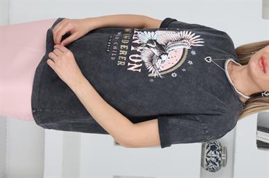 Kartal Baskılı Yıkamalı Tshirt