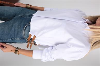 Kemer Aksesuarlı Poplin Crop Gömlek