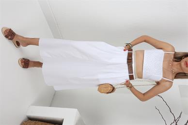 Kemerli Beyaz Taş İşli Crop Etek Takım