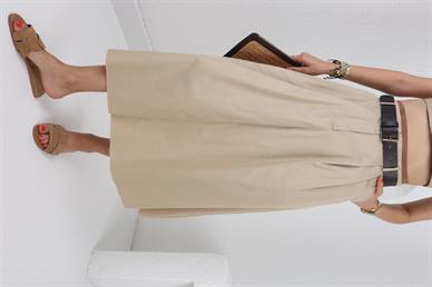 Kemerli Camel Taş İşli Crop Etek Takım