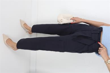 Kemerli Gabardin Kargo Cep Lacivert Pantolon