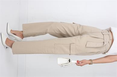 Kemerli Gabardin Kargo Cep Taş Pantolon