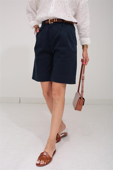 Kemerli Lacivert Şehir Boy Şort