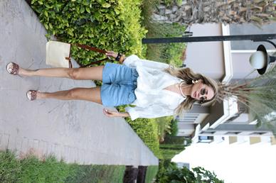 Kendinden Desenli Trasparan Oversize Gömlek