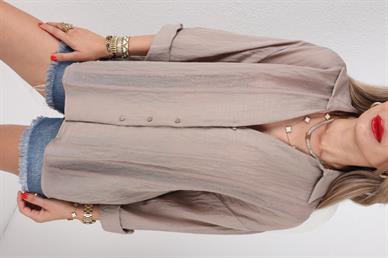 Kendinden Desenli Vizon Transparan Gömlek