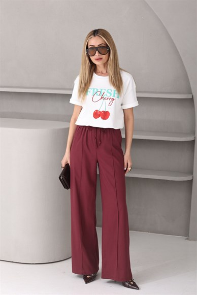 Kiraz Baskılı Beyaz Thsirt