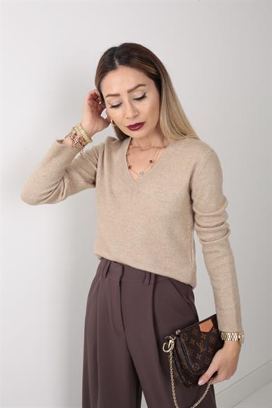 Kırma Pile Kahverengi Palazzo Pantolon