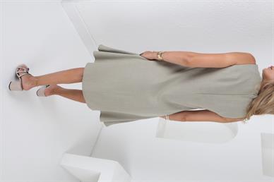 Kolsuz Mint Kısa Keten Elbise