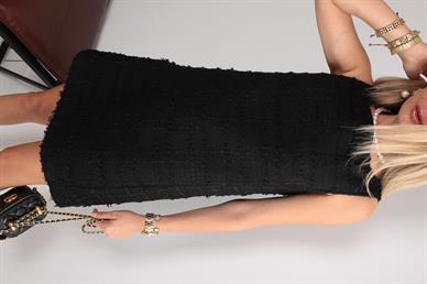 Kolsuz Siyah Mini Tüvit Elbise