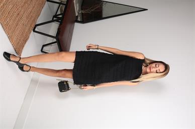 Kolsuz Siyah Mini Tüvit Elbise