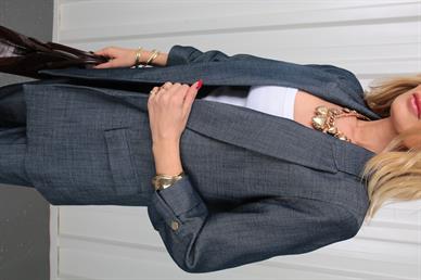 Kolu Apoletli İnce Denim Ceket