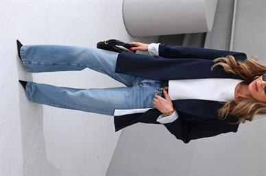 Kolu Katlı Lacivert Blazer Ceket