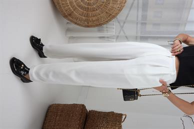 Krep Kumaş Beyaz Havuç Pantolon