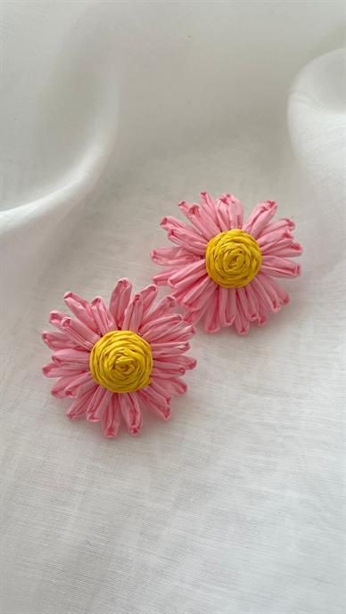 Küçük Pembe Papatya Küpe