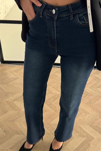 Lacivert Boru Paça Likralı Jean