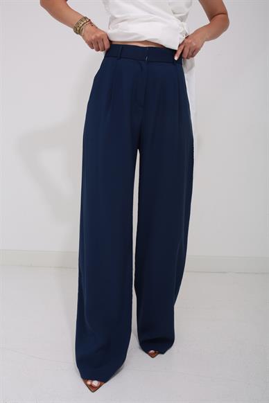 Lacivert Cepli Tensel Pantolon