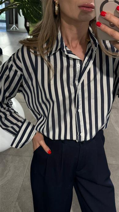 Lacivert Çizgili Gömlek