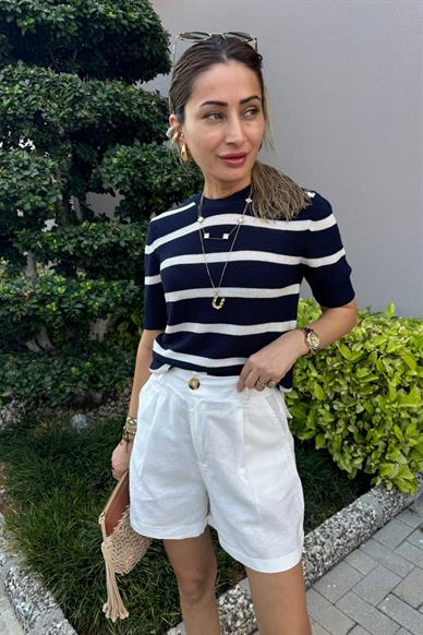 Lacivert Çizgili Mevsimlik Triko