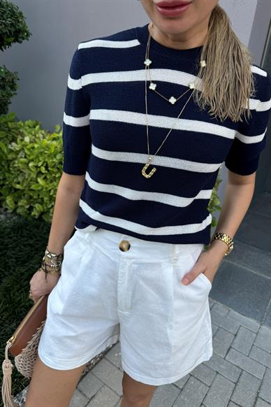 Lacivert Çizgili Mevsimlik Triko