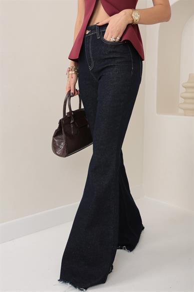 Lacivert Likralı Flare Jean (1965-1)
