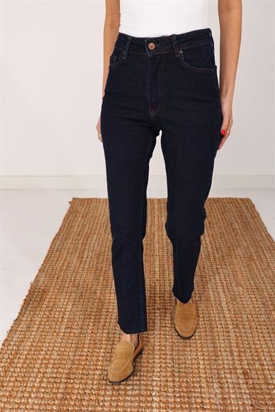 Lacivert Mom Fit  Full Likralı Jean(764-17)