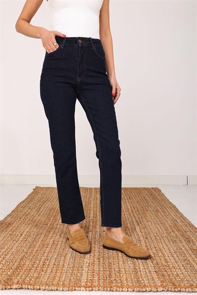 Lacivert Mom Fit  Full Likralı Jean(764-17)
