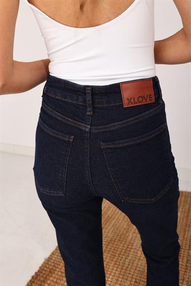 Lacivert Mom Fit  Full Likralı Jean(764-17)