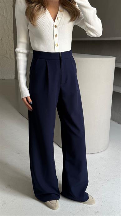 Lacivert Palazzo Pantolon
