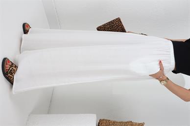 Lastikli Geniş Kesim Beyaz Tensel Pantolon