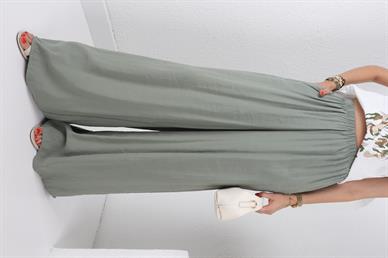 Lastikli Geniş Kesim Mint Tensel Pantolon