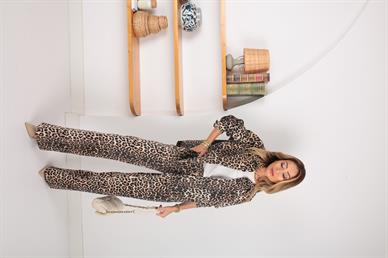 Leopar Baskılı Denim Takım