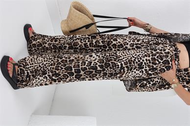 Leopar Desen Keten Lastikli Pantolon