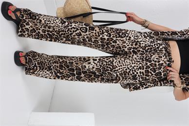Leopar Desen Keten Lastikli Pantolon