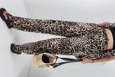 Leopar Desen Keten Lastikli Pantolon