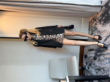 Leopar Desen Kolsuz Parçalı Elbise