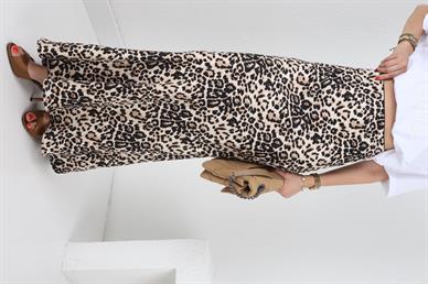 Leopar Desen Maksi Boy Saten Etek