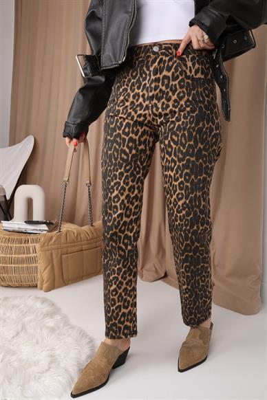 Leopar Desen Mom Jean