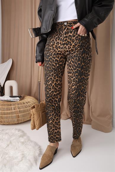 Leopar Desen Mom Jean