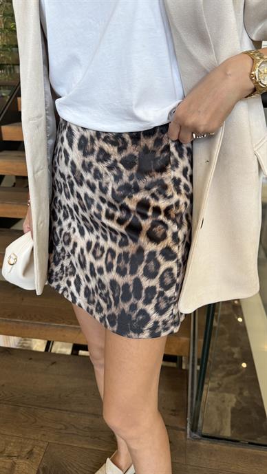 Leopar Desen Nubuk Mini Etek