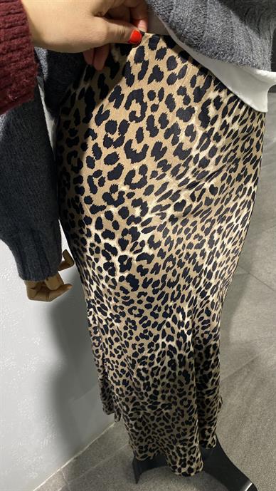 Leopar Desen Saten Etek