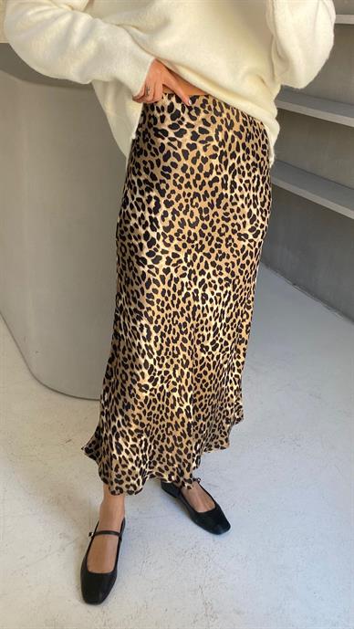 Leopar Desen Saten Etek
