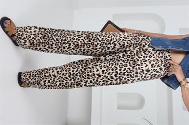 Leopar Desen Saten Pantolon