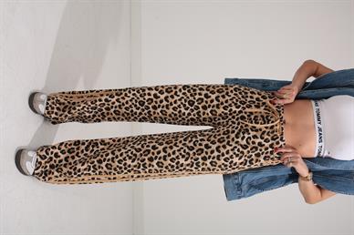 Leopar Desen Şeritli Üç İplik Pantolon