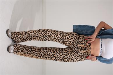 Leopar Desen Şeritli Üç İplik Pantolon